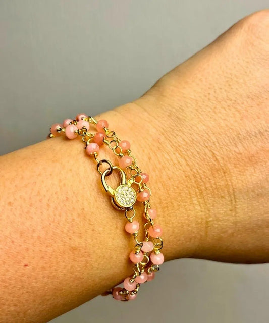 Pulsera-Collar Rosario con Ágata Rosa y Cuarzo Cherry Enkadenadas